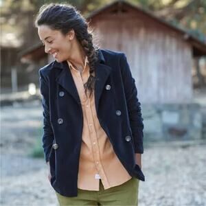 Frank & Eileen Belfast Jacket Size M Navy Blue Corduroy Peacoat Casual Staple